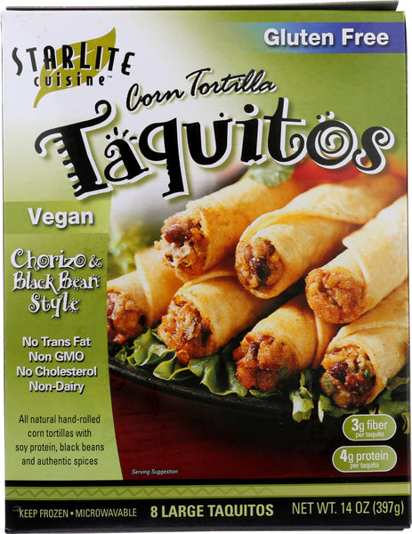 STARLITE CUISINE: Vegan Chorizo and Black Bean Style Taquitos, 14 oz