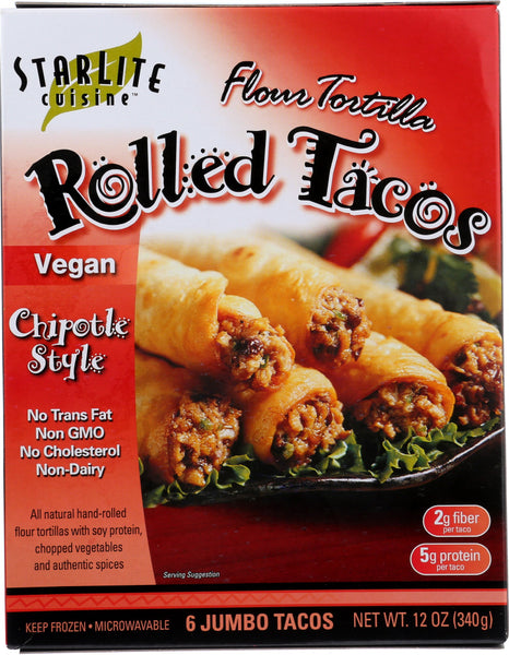 STARLITE CUISINE: Vegan Chipotle Style Rolled Tacos, 12 oz