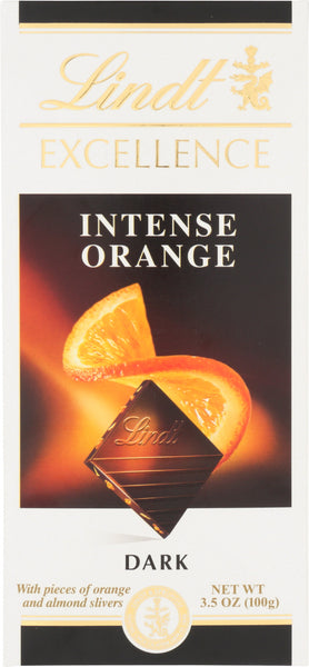 LINDT: Chocolate Bar Excellence Dark Chocolate Intense Orange, 3.5 oz