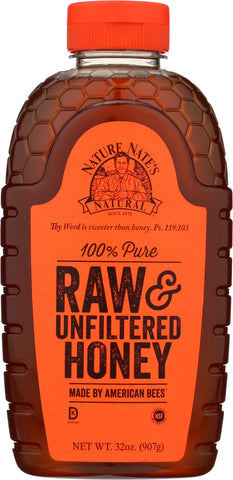 NATURE'S NATE: 100% Pure Raw & Unfiltered Honey, 32 oz