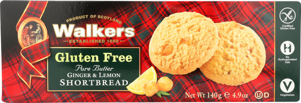 WALKERS:  Gluten Free Ginger & Lemon Shortbread, 4.9 oz