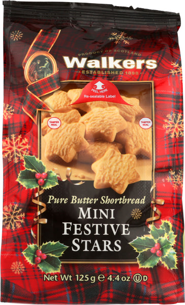 WALKERS: Mini Festive Stars Shortbread, 4.40 oz