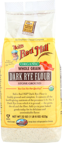 BOBS RED MILL: Organic Whole Grain Dark Rye Flour, 22 oz