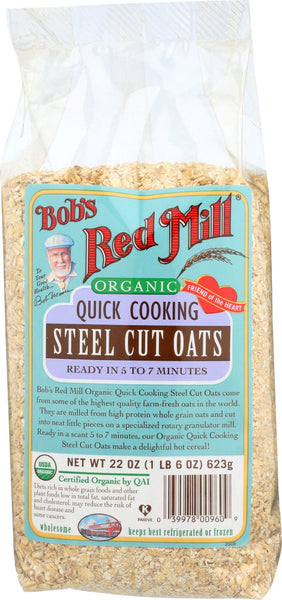 BOBS RED MILL: Organic Quick Cooking Steel Cut Oats, 22 oz