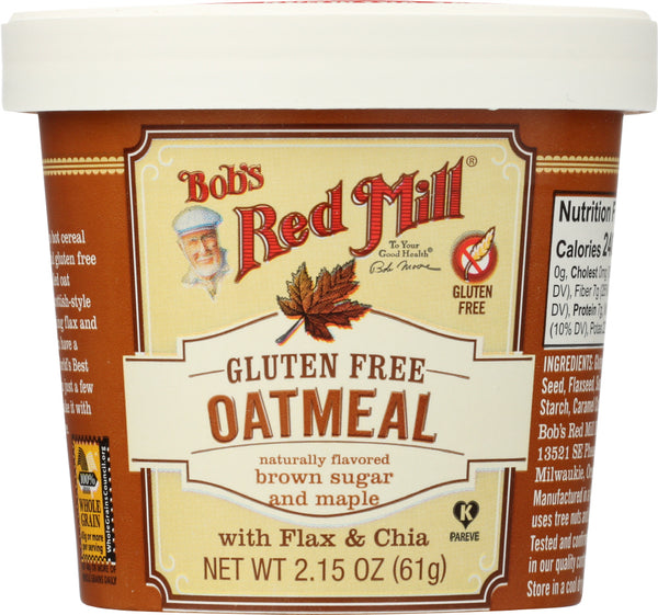 BOB'S RED MILL: Gluten Free Oatmeal Cup Brown Sugar Maple with Flax & Chia, 2.15 oz