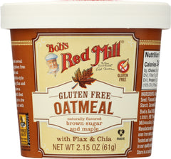 BOB'S RED MILL: Gluten Free Oatmeal Cup Brown Sugar Maple with Flax & Chia, 2.15 oz