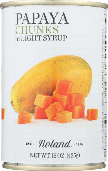 ROLAND: Papaya Chunks in Light Syrup, 15 oz