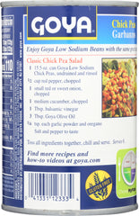 GOYA: Low Sodium Chick Peas, 15.5 oz
