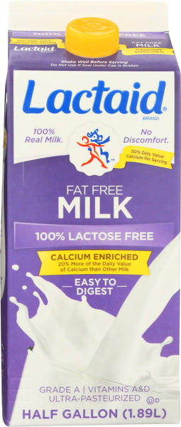 LACTAID: Milk 100% Lactose Free Fat Free, 64 oz