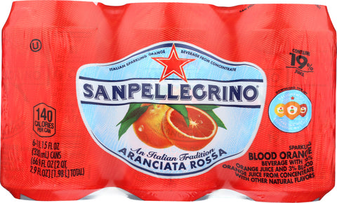 SAN PELLEGRINO: Sparkling Orange Beverage 6 Packs, 66.9 oz