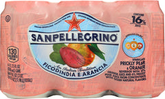 SAN PELLEGRINO: Soda Prickly Pear and Orange Pack of 6, 66.9 oz