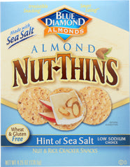 BLUE DIAMOND: Almond Nut-Thins Nut & Rice Cracker Snacks Hint of Sea Salt, 4.25 oz