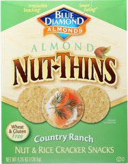 BLUE DIAMOND: Almond Nut-Thins Nut And Rice Cracker Snacks Country Ranch, 4.25 oz