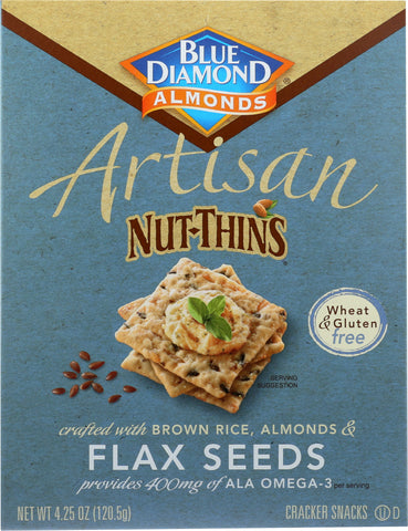 BLUE DIAMOND: Nut Thins Artisan With Almonds & Flax, Wheat & Gluten Free, 4.25 oz