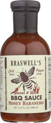 BRASWELL: Sauce BBQ Honey Habanero, 13.5 oz