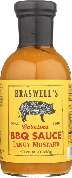 BRASWELL: Sauce BBQ Tangy Mustard, 13.5 oz