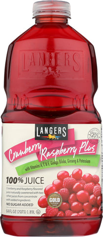 LANGERS: 100% Juice Cranberry Raspberry, 64 oz