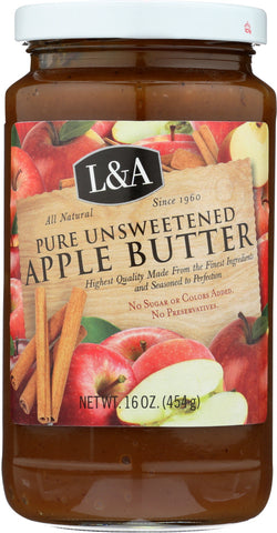 L&A: Pure Unsweetened Apple Butter, 16 oz