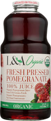 L & A JUICE: Fresh Pressed Pomegranate Organic Juice 32 Oz
