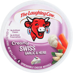 THE LAUGHING COW: Creamy Swiss Garlic and Herb Spreadable Cheese 8 Wedges, 6 oz