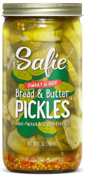 SAFIE: Pickles Sweet & Hot Bread & Butter, 26 oz