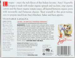 AMY'S: Vegetable Lasagna, 9.5 Oz