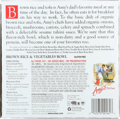 AMYS: Brown Rice and Vegetables Bowl, 10 oz