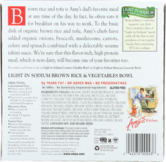 AMY'S: Brown Rice & Vegetables Bowl Light in Sodium, 10 oz