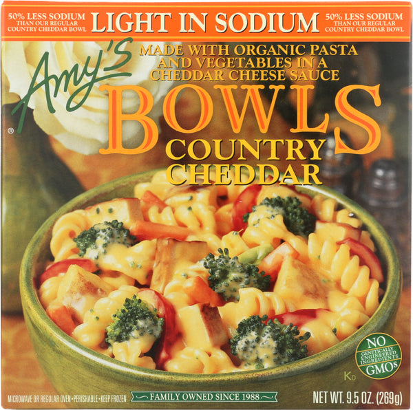 AMYS: Light in Sodium Country Cheddar Bowls, 9.50 oz