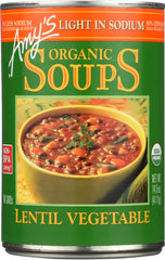 AMY'S: Organic Soup Light in Sodium Lentil Vegetable, 14.5 oz