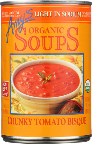 AMY'S: Organic Soup Chunky Tomato Bisque Light in Sodium, 14.5 oz