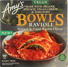 AMYS: Spinach and Vegan Ricotta Cheeze Ravioli Bowls, 8.40 oz