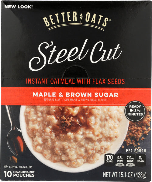 BETTER OATS: Oatmeal Steel Cut Maple & Brown Sugar, 15.1 oz