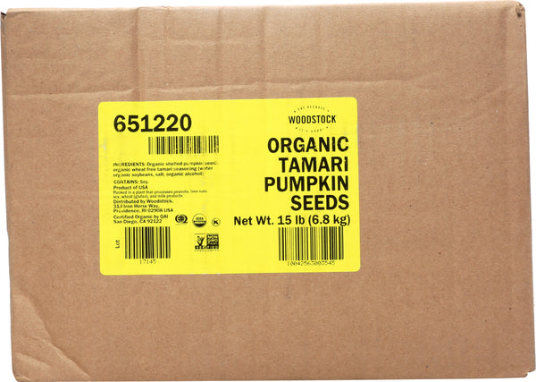 WOODSTOCK: Pumpkin Seeds Tamari Organic, 15 lb