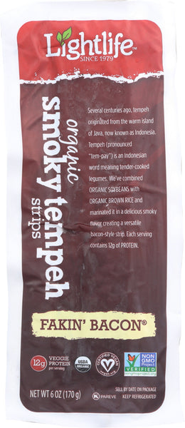 LIGHTLIFE: Organic Smoky Tempeh Strips Fakin' Bacon, 6 oz