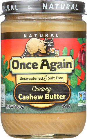ONCE AGAIN: Cashew Creamy Butter Unsweetened and Salt Free, 16 oz