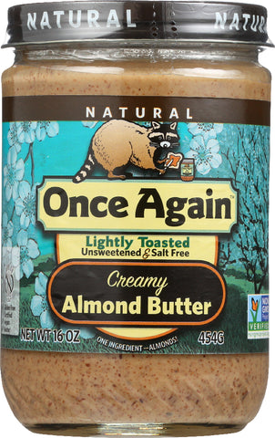 ONCE AGAIN: Nut Creamy Butter Almond Lightly Toasted, 16 oz