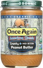 ONCE AGAIN: Organic American Classic Crunchy Peanut Butter, 16 Oz