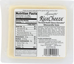 LISANATTI FOODS: Rice Cheeze Mozzarella Style, 8 oz