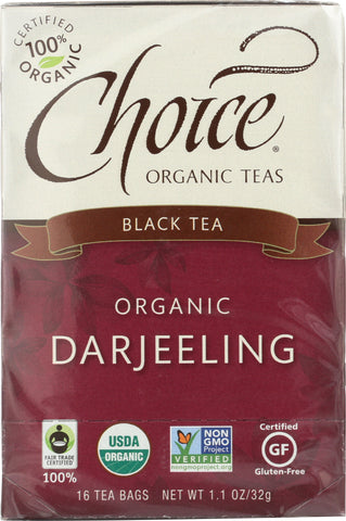 CHOICE TEA: Organic Tea Darjeeling Fair Trade Certified, 16 bg