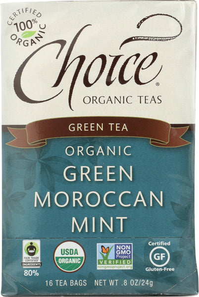 CHOICE TEA: Organic Green Moroccan Mint Tea, 16 bg