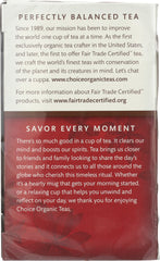 CHOICE ORGANIC TEAS: Organic Rooibos Herbal Tea 16 Tea Bags, 1.27 Oz