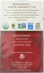 CHOICE ORGANIC TEAS: Organic Rooibos Herbal Tea 16 Tea Bags, 1.27 Oz