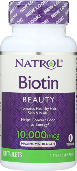 NATROL: Biotin Maximum Strength 10,000 mcg, 100 Tablets