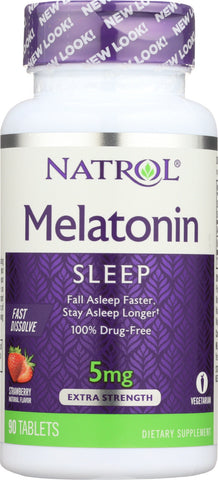 NATROL: Melatonin Fast Dissolve Tablets Strawberry 5 mg, 90 tablets