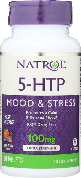 NATROL: 5-HTP Wild Berry Flavor 100 mg, 30 tablets