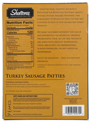 SHELTON'S POULTRY: Turkey Sausage Patties, 12 oz