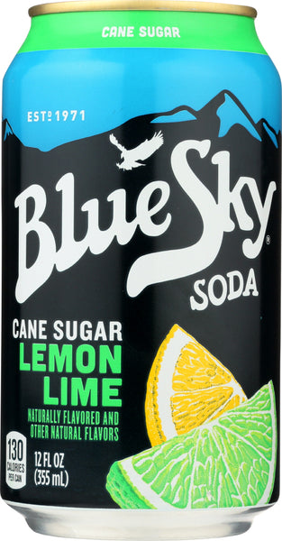 BLUE SKY: Cane Sugar Soda Lemon Lime 6-12oz, 72 oz