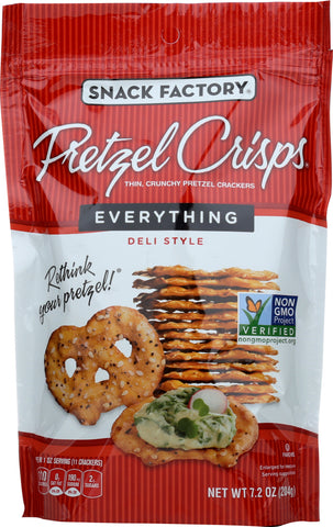 SNACK FACTORY: Pretzel Crisps Deli Style Everything, 7.2 oz