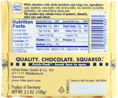 RITTER SPORT: White Chocolate with Whole Hazelnuts Bar, 3.5 oz